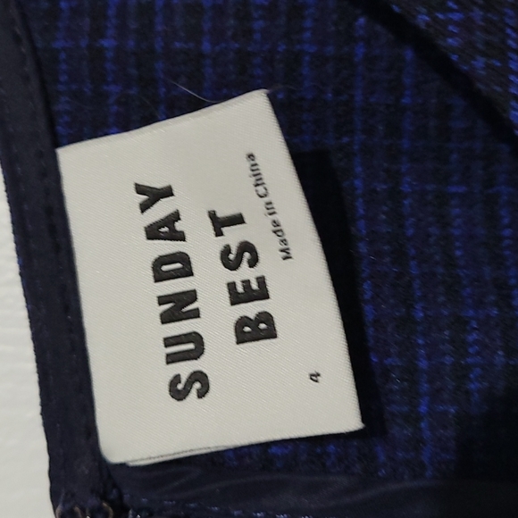 Aritzia Sunday Best Blue Tartine Check Fit and Flare Dress - Picture 6 of 9